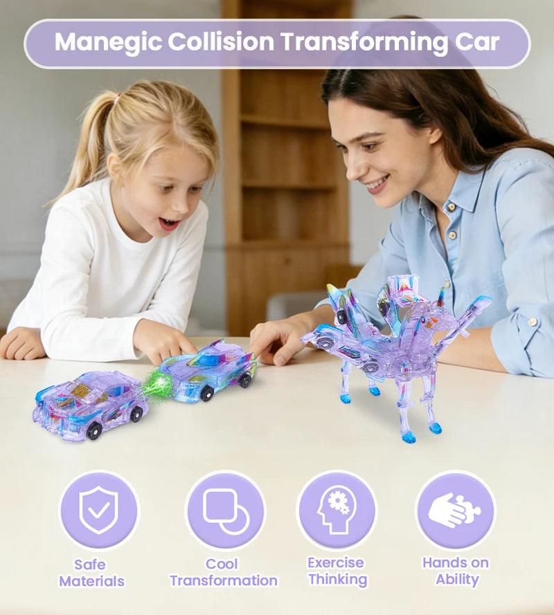 CONUSEA 2-in-1 Magnetic Shape-Shifting Deer Car Toy Set