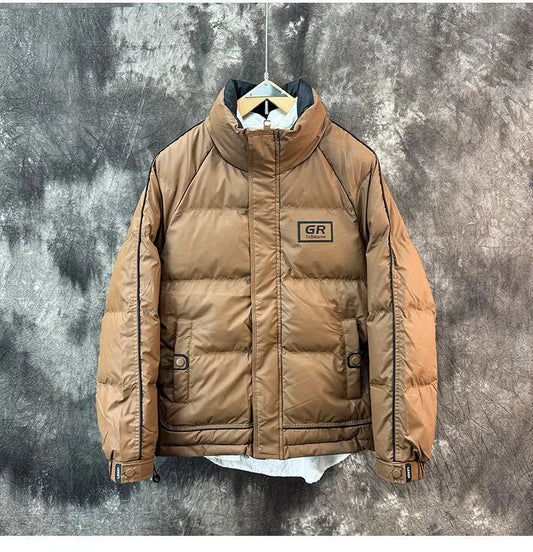 Luxury Men's Trend High-end Warm Thick Patchwork Stand Collar Windproof Zipper Winter Jacket