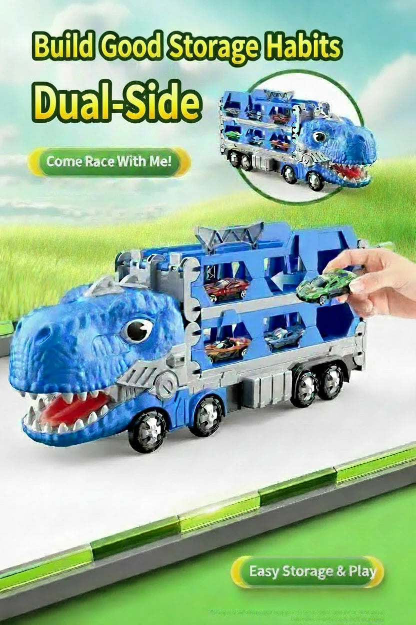Transforming Dinosaur Toy Truck with Folding Track