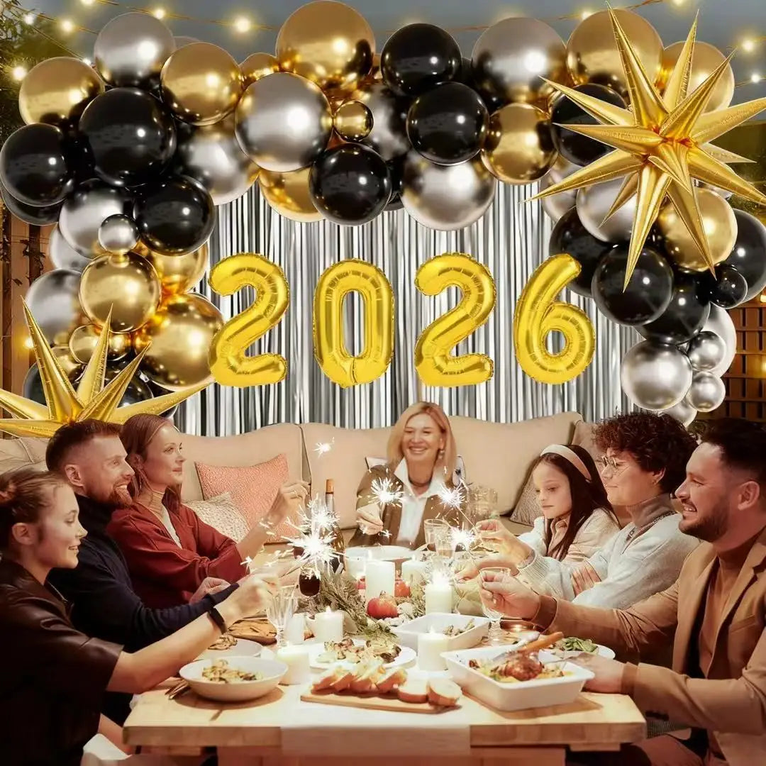 129-Piece Festive Balloon Arch & Wreath Decoration Set – Party Decor for New Year, Christmas & Birthday Celebrations