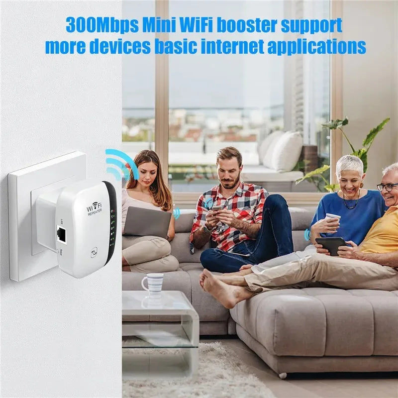 300Mbps WiFi Range Extender & Signal Booster, 802.11N Wireless Repeater, Network Amplifier for Home and Office