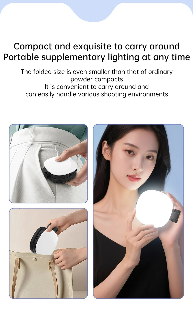 Magnetic Selfie Mirror Fill Light for Mobile Phones – Dual-Color Adjustable Reversible Stand