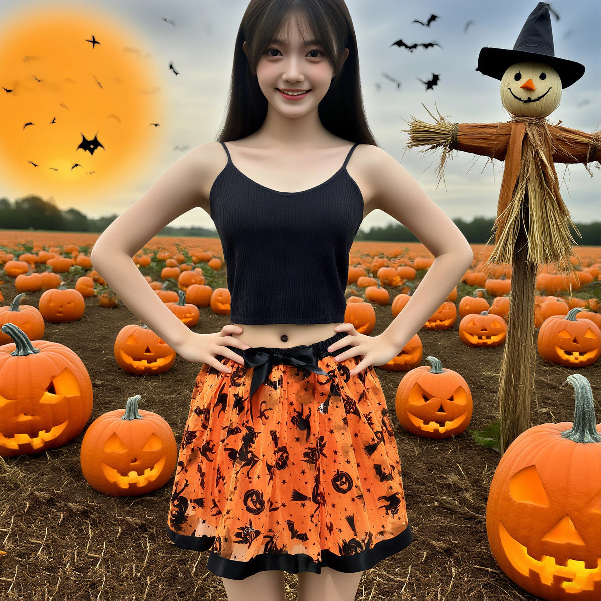 Adult Halloween Tulle Tutu Skirt with Bow