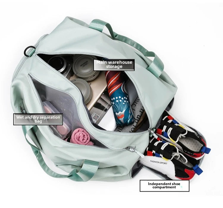 Women’s Gym Bag with Dry Wet Pocket – Sports Travel Duffel, Yoga Fitness Shoulder Tote, Swimming Weekend Bag with Shoe Compartment