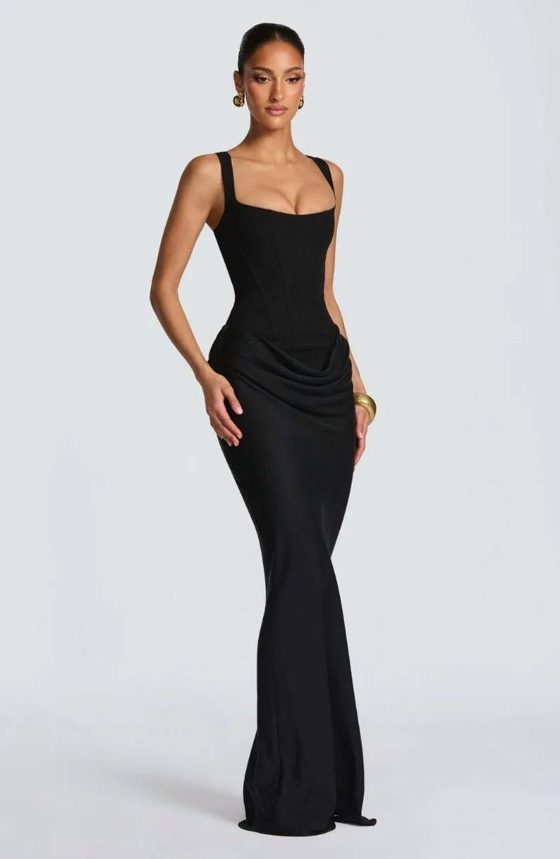 Fishbone Strap Evening Dress