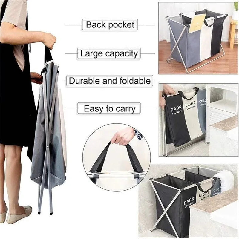 Foldable Laundry Basket, Waterproof Oxford Storage Bag, Portable Clothes Organizer