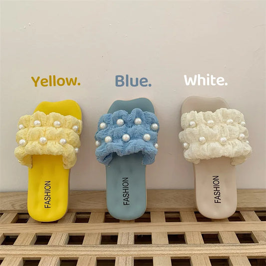 Children’s Summer Slippers – Girls' Sandals with Pearl Design | Soft-Soled Princess Slides