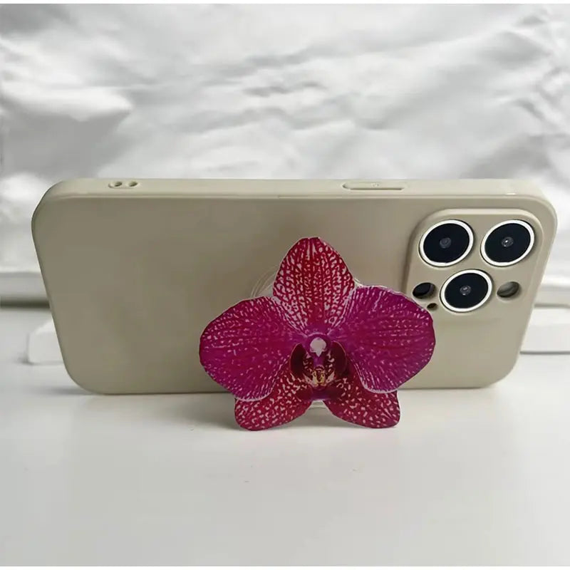 Acrylic Orchid Folding Ring Phone Holder — Grip Stand & Desktop Support