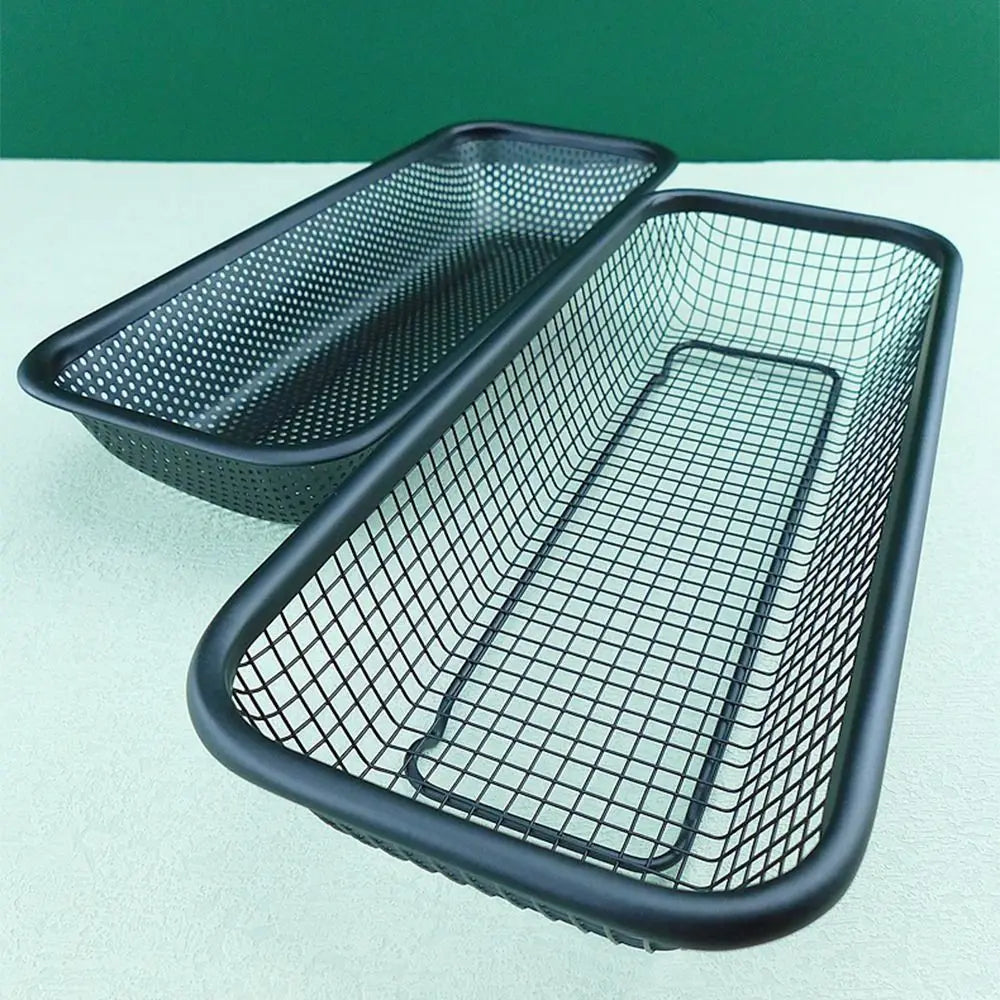 Stainless Steel Square Mesh Drain Basket Drain Basket 3 Size Vegetable Washing Basin Hollow Out Space-saving