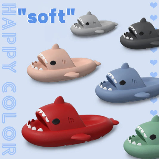 Thick-Sole Shark Slippers — EVA Slide Sandals