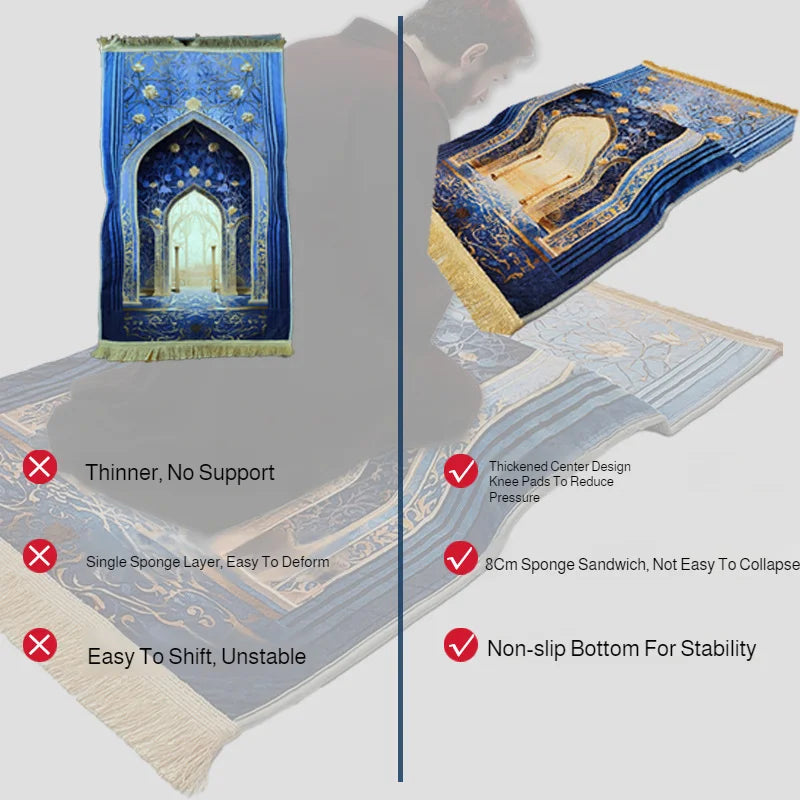 Islamic Prayer Rug 70×110cm Muslim Prayer Mat with Vintage Pattern and Tassels