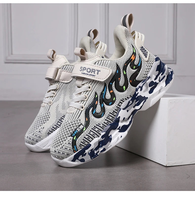 Kids Running Sneakers – Breathable Mesh Casual Shoes for Boys (Ages 7–12)
