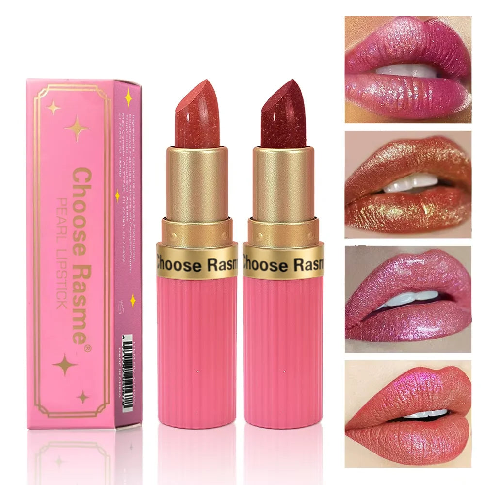 Pearlescent Velvet Lipstick – Long-Lasting Metallic Shimmer Finish, Waterproof Makeup