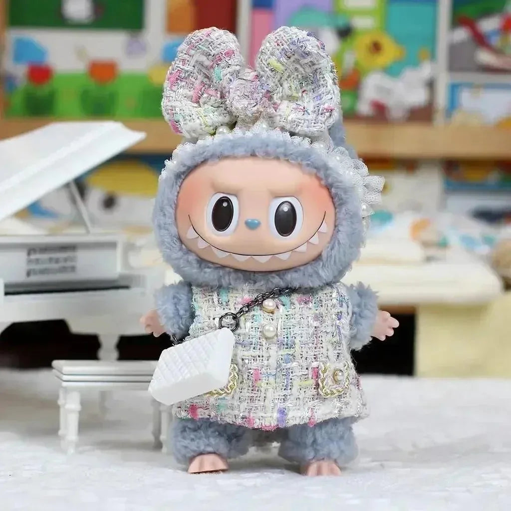 17cm Labubu Doll Clothes Outfit – Accessories for Kpop EXO Labubu Idol V1/V2, Skirt & Sweater Clothing Gift"
