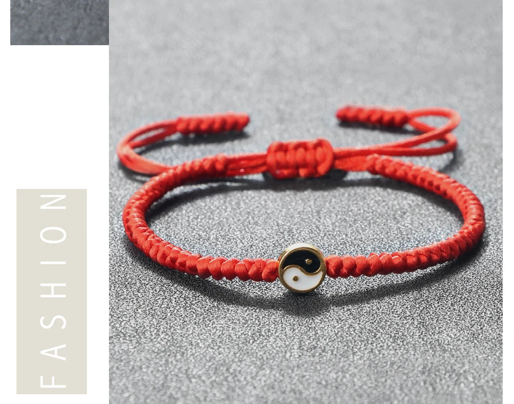 Yin Yang Tai Chi Pendant Bracelets For Men Women Handmade Adjustable Rope Couple Bracelets Fashion Friendship Jewelry Gifts