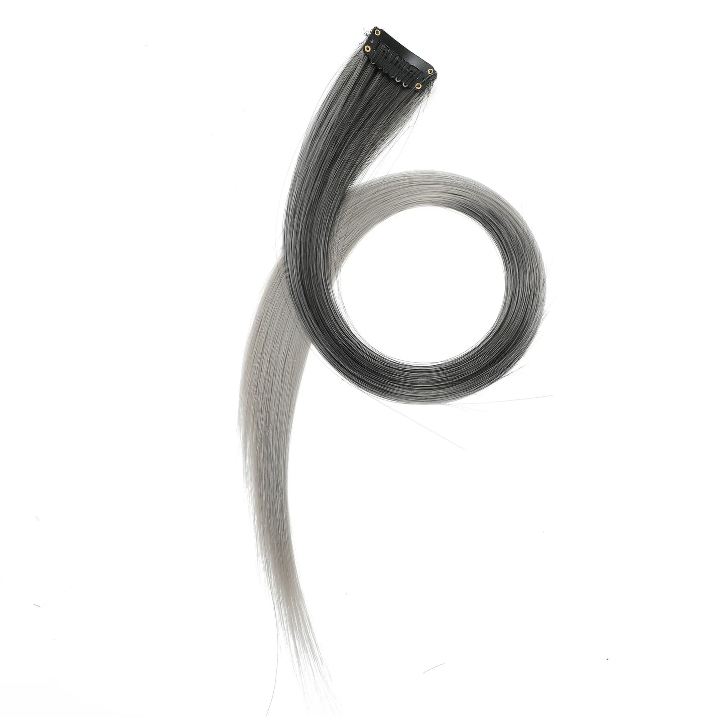 22-Inch Straight Clip-In Synthetic Hair Extensions – Colorful Highlight Hairpiece
