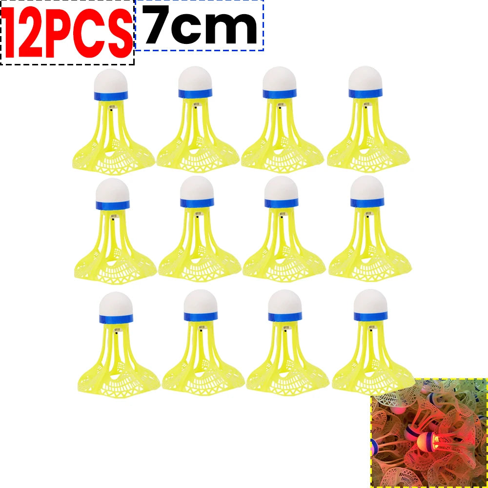 12 or 1 PCS LED Light-Up Badminton Shuttlecocks – Colorful Luminous Foam Badminton Balls for Kids and Sports
