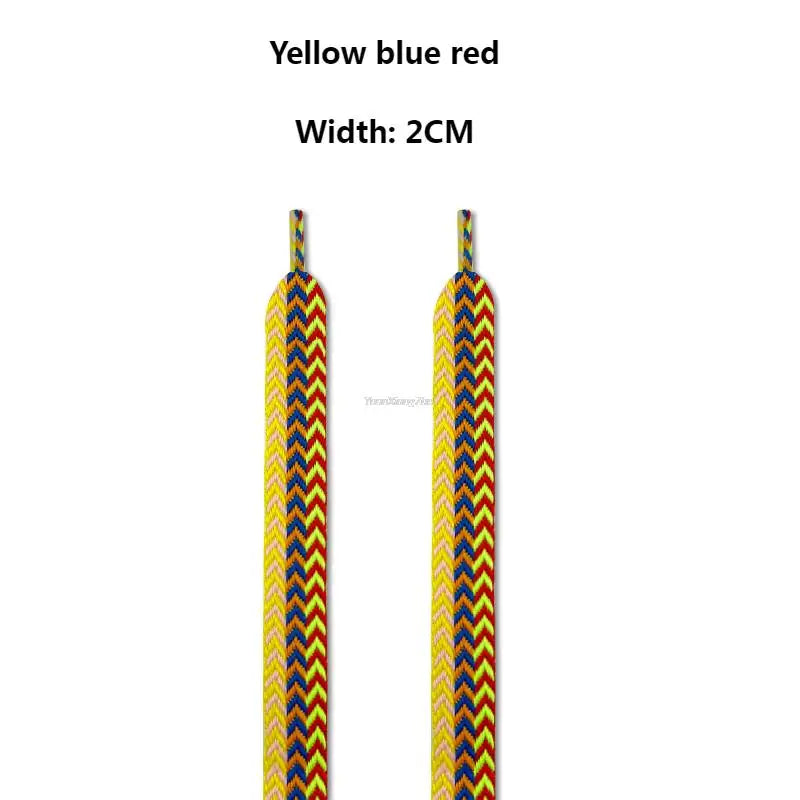 Flat Wavy Shoelaces for Sneakers – Trendy Wide Replacement Shoe Laces for Casual, Sport & Streetwear Shoes (1.5cm / 2cm / 3cm Widths)