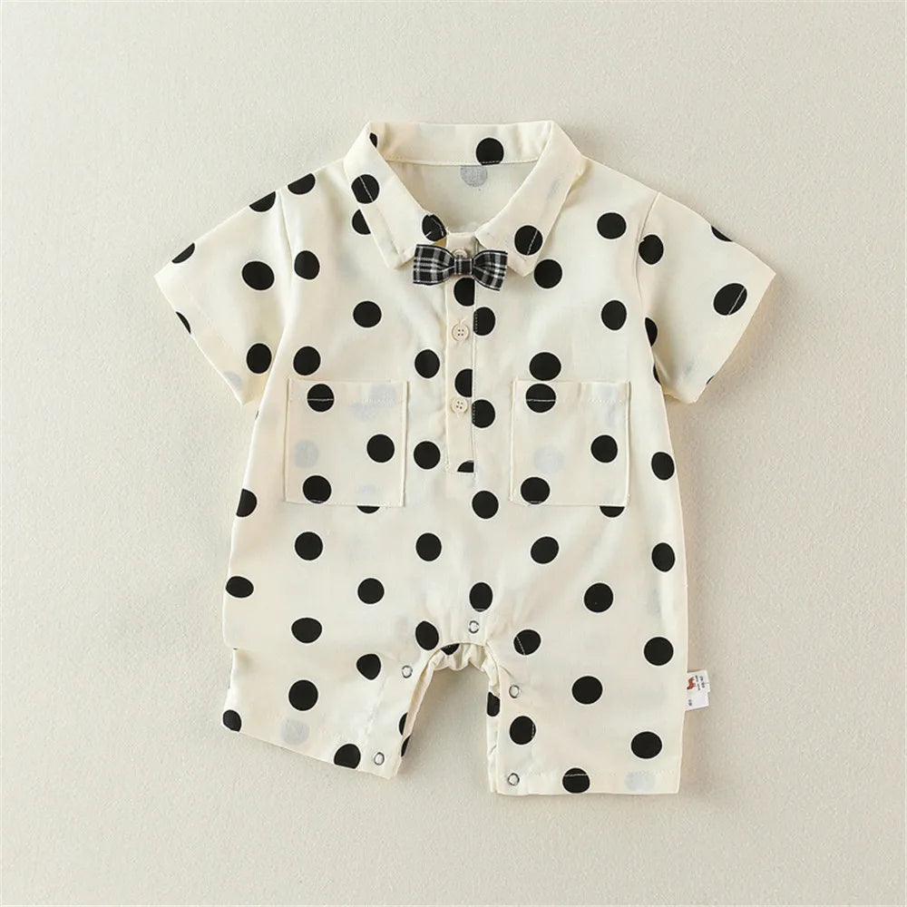 ZAFILLE Twins Baby Clothes Summer Brother Sister Matching Outfit Dots Print Newborn Bodysuit Dress For Kids Boys Girls Costume