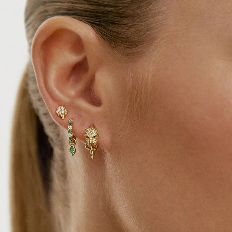 925 Sterling Silver Multi-Turn Hoop Earrings with White Zircon, Fashion Punk Jewelry for Women