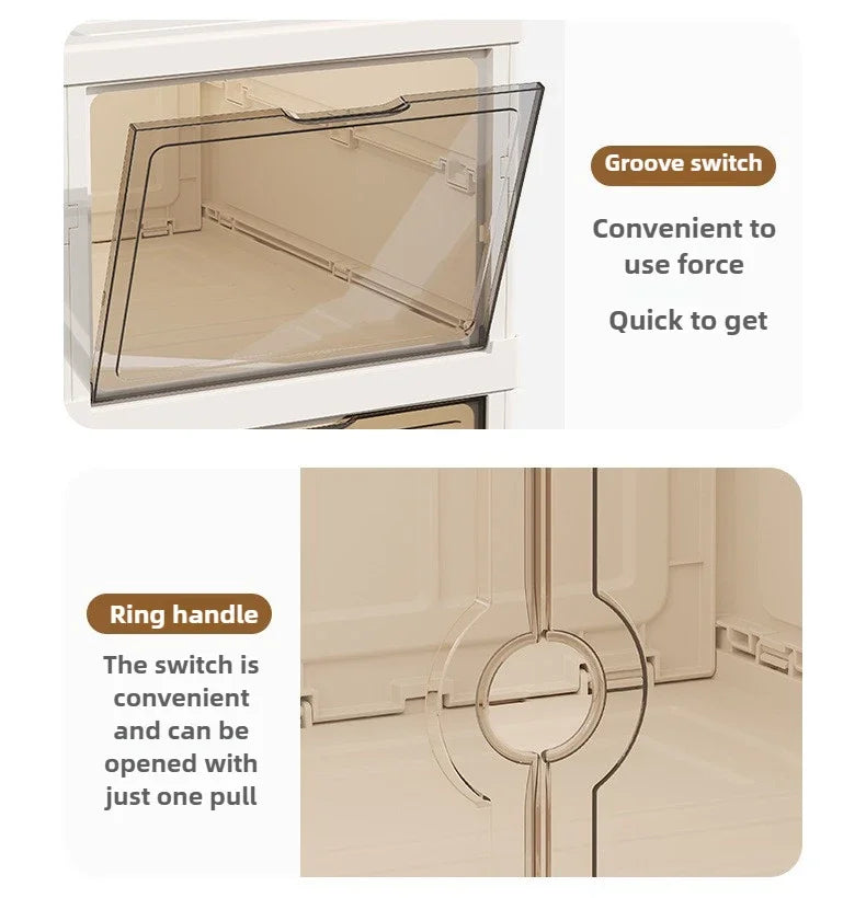 Foldable Shoe Storage Cabinet with Transparent Doors