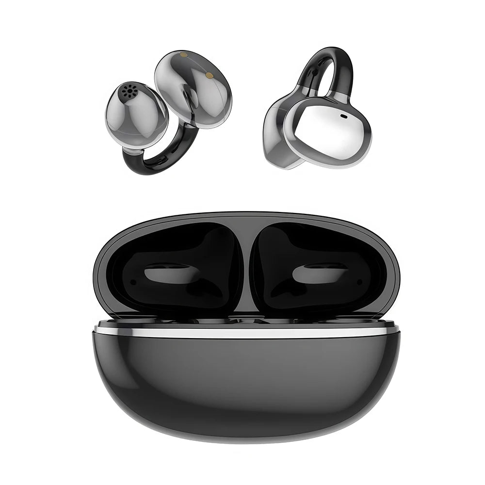 Open-Ear Bluetooth Clip-On Wireless Earbuds with Microphone, Long Battery Life for Sports, Cycling, Music, Gaming and Calls