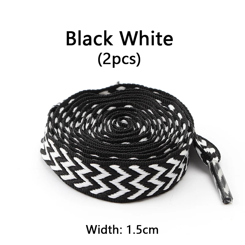 Flat Wavy Shoelaces for Sneakers – Trendy Wide Replacement Shoe Laces for Casual, Sport & Streetwear Shoes (1.5cm / 2cm / 3cm Widths)