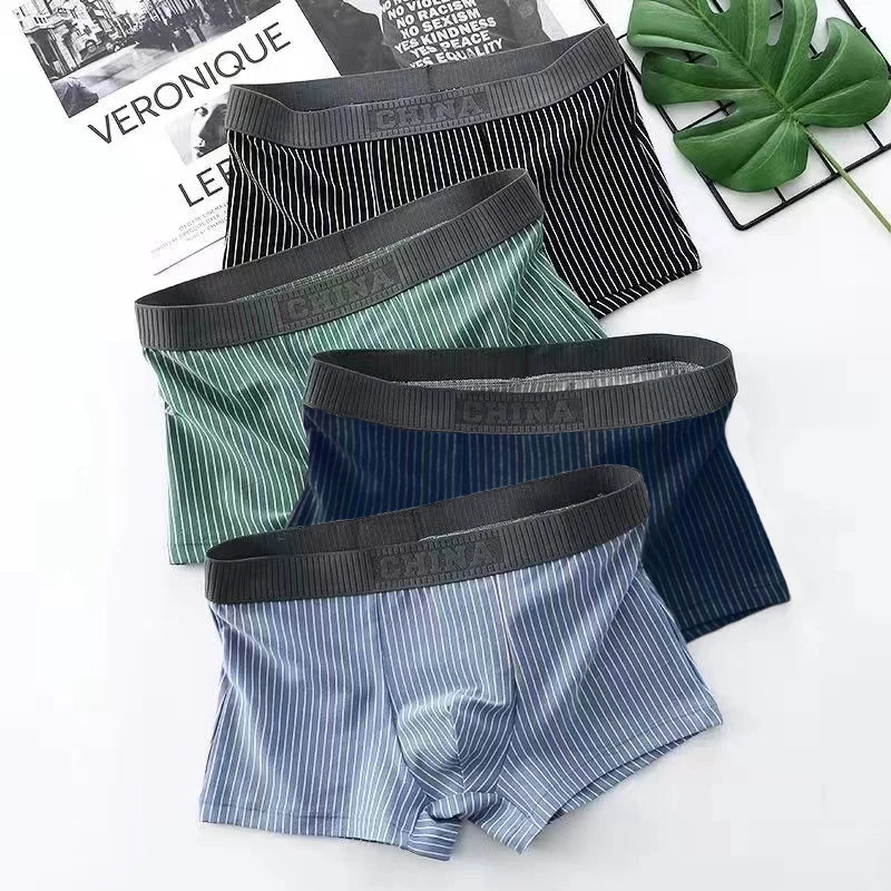 4-Pack Men's Cotton Boxer Shorts with Print Design