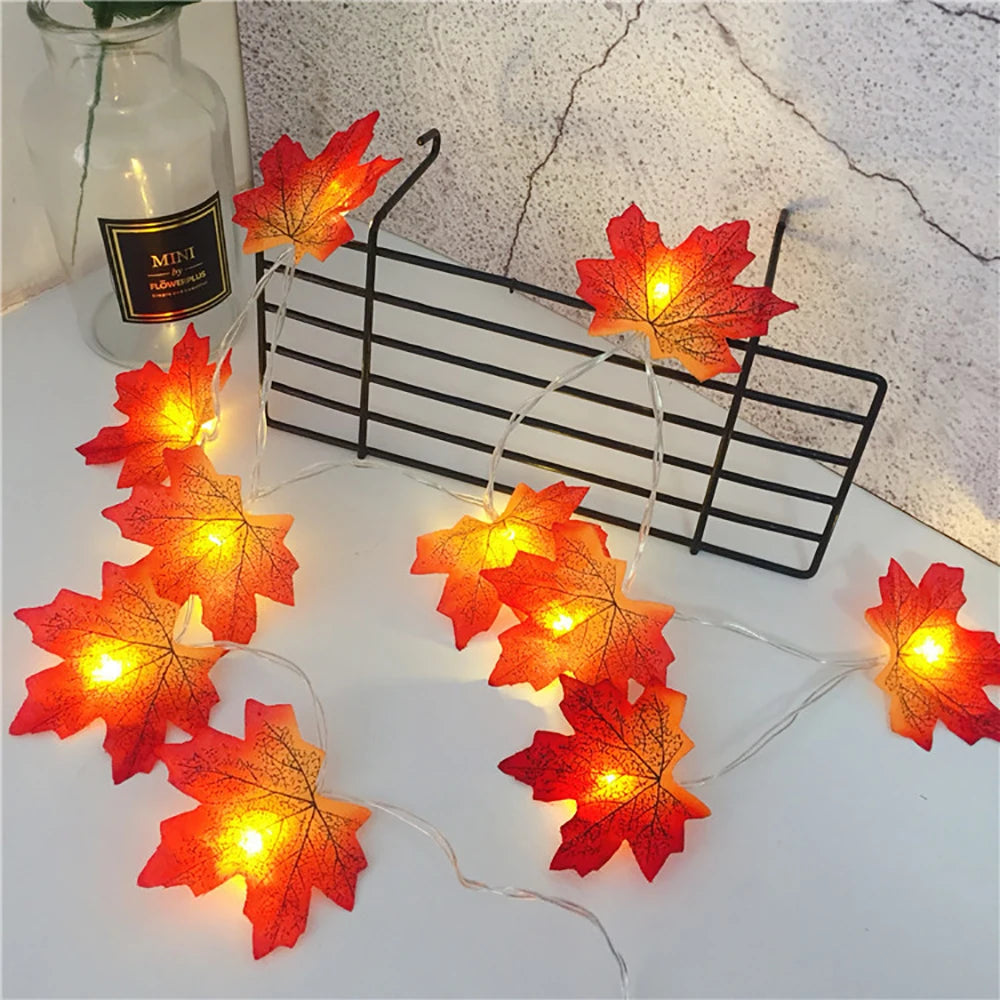 Autumn Maple Leaf LED Garland String Lights for Halloween & Christmas