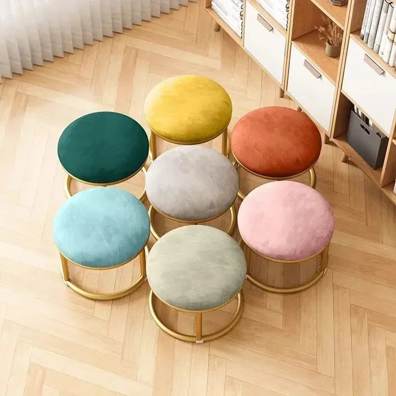 Small, Stackable, Round Household, Light Luxury and Modern, Simple, Living Room, Sofa Low Stool, Shoe  Door,  Changing