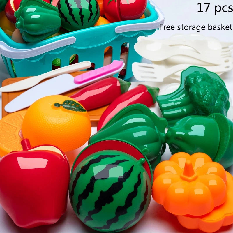 DIY Fruit & Vegetable Cutting Toy Set for Kids – Pretend Play Kitchen Food, Interactive Parent-Child Game, Birthday Gift