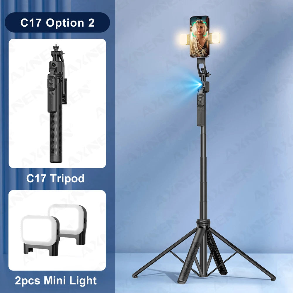AI Face-Tracking Selfie Stick Tripod with Bluetooth Remote