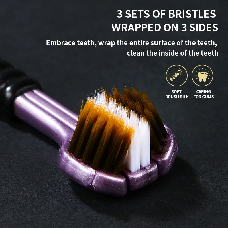 Three-Sided Soft Bristle Toothbrush (1PC / 2PCS / 4PCS) – Advanced Adult Oral Care for Gentle Cleaning & Gum Protection