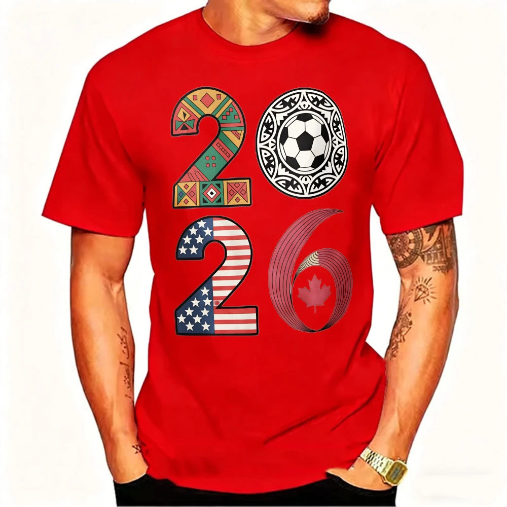 USA, Canada & Mexico Soccer Flag T-Shirt – Cotton Graphic Tee (2026 Edition)