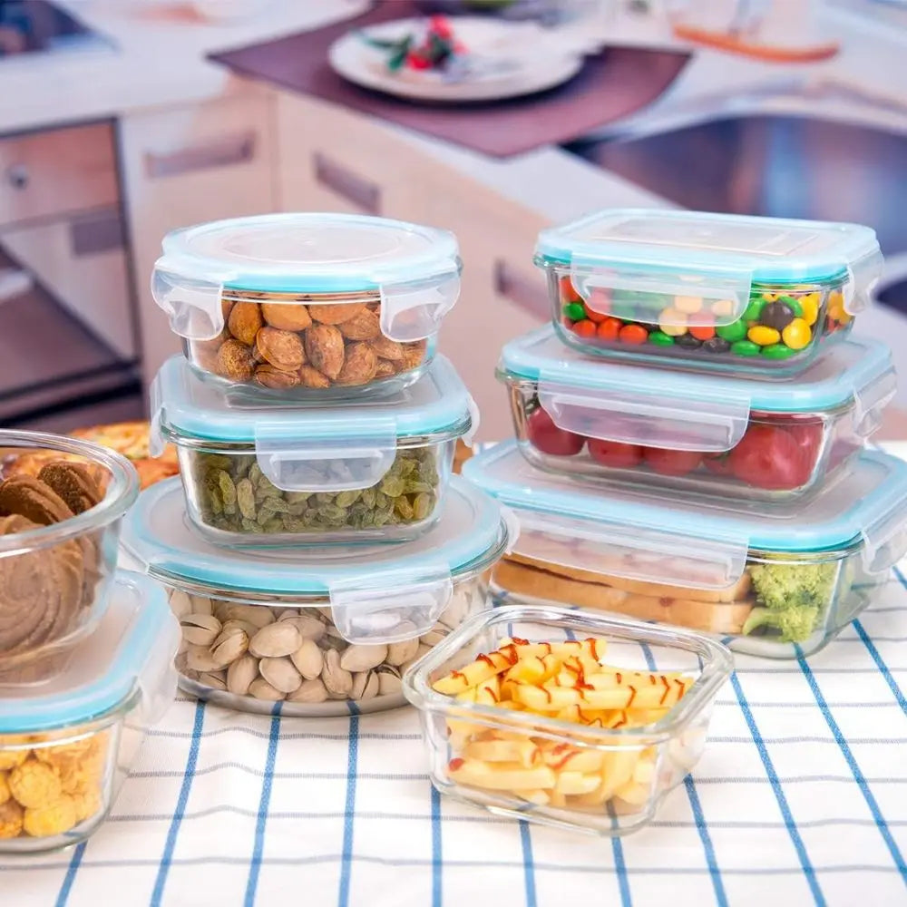 18-Piece Glass Meal Prep Containers with Leak-Proof Lids – BPA-Free Food Storage Set