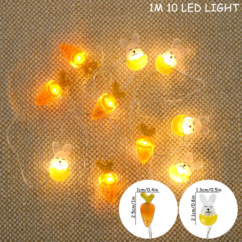 2/1 meter Easter String Lights for Home Decor 20 LED Glowing Easter Bunny Egg Carrot Fairy Light Ornament Decorations