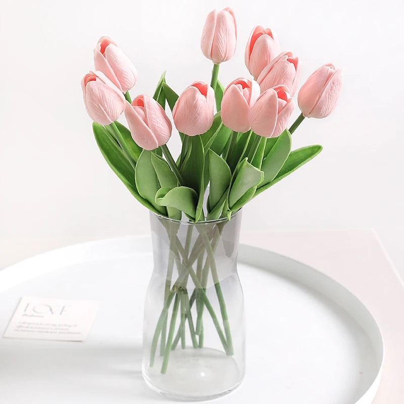 10Pcs Of Artificial Plant Tulip Soft Pole Room Dining Table Decoration Wedding Party Garden DIY Christmas Anniversary Decor