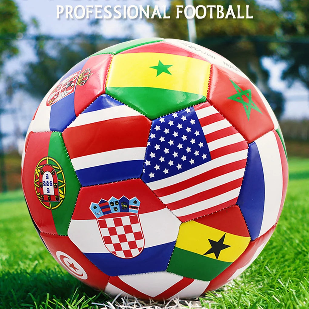 Official Size 5 Flag Print Soccer Ball – Durable PVC Football for Training, Match Play & Outdoor Games