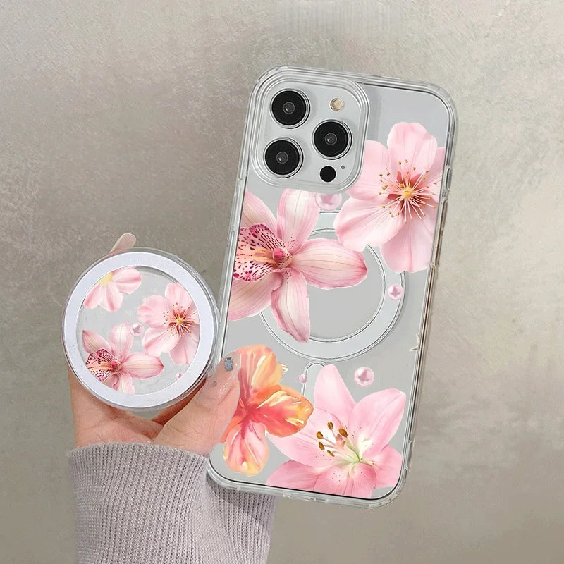 Flower Magnetic Stand Phone Case with MagSafe