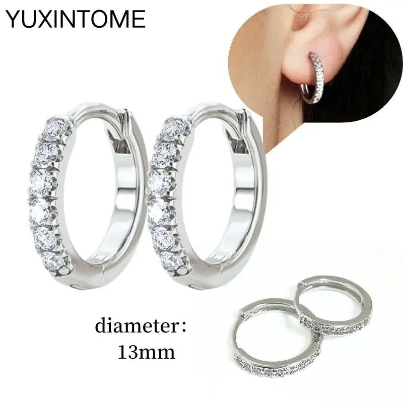 925 Sterling Silver Multi-Turn Hoop Earrings with White Zircon, Fashion Punk Jewelry for Women