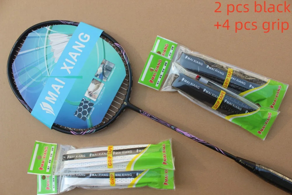 2PCS MAI XIANG Composite Carbon Badminton Rackets – Lightweight Racquets for Beginner & Training Use
