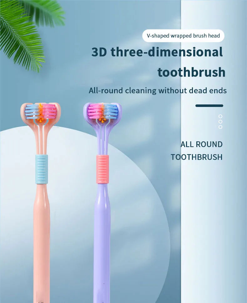 Three-Sided Toothbrush with Soft Ultra-Fine Bristles – Complete Oral Care & Gentle Teeth Cleaning