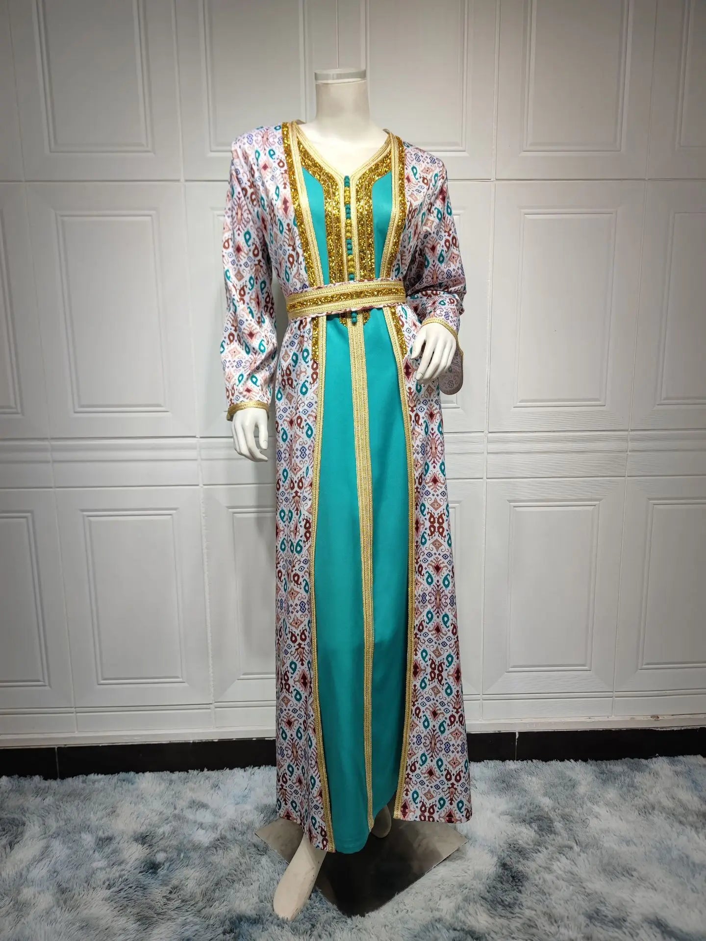 2026 Women’s Two-Piece Dress Set – Modest Islamic Long Maxi Dress, Elegant Rhinestone Embellished Outfit, Luxury Muslim Fashion for Party, Evening & Casual Wear