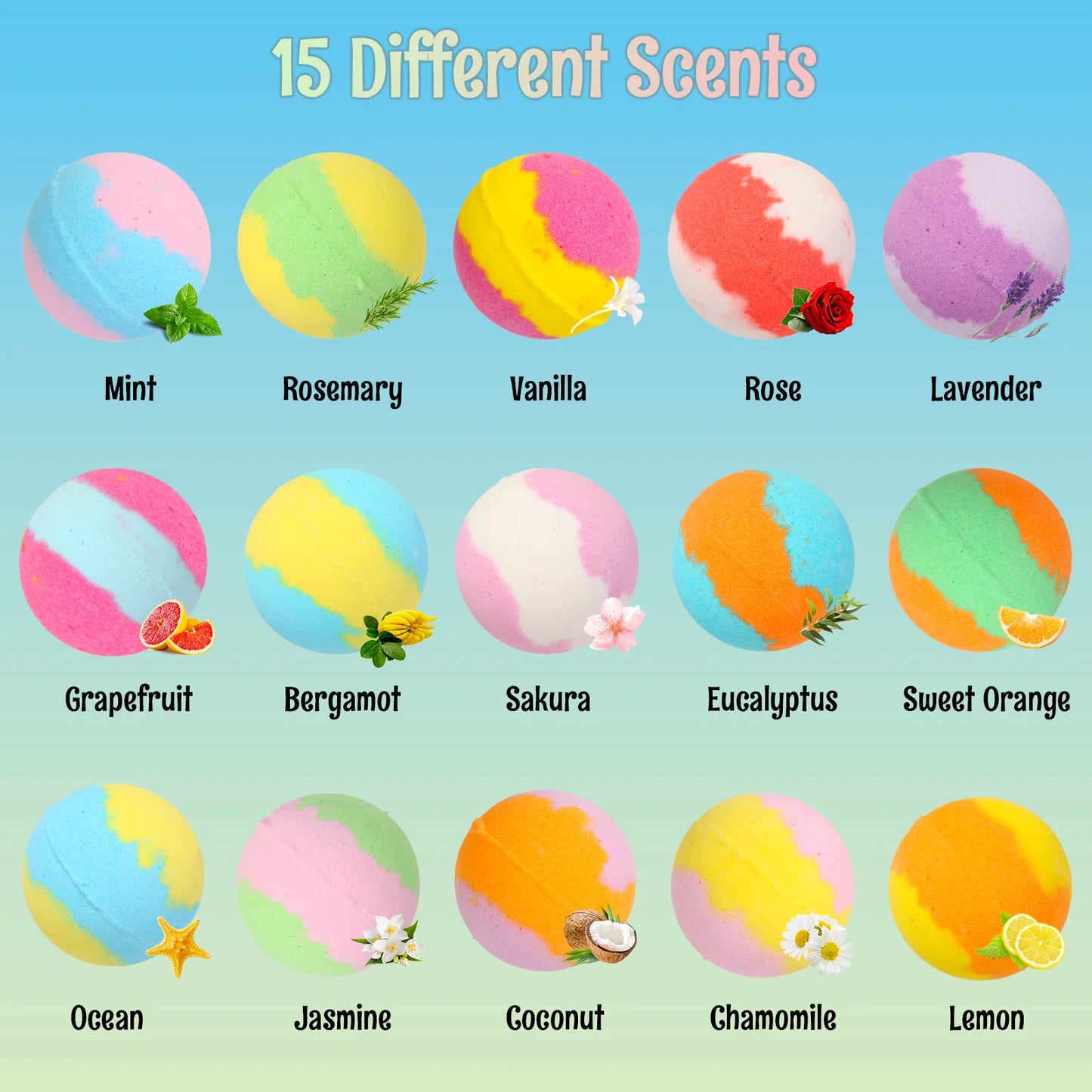 Kids Bath Bombs with Toys Inside – 15-Pack Bath Bomb Gift Set with Glow-in-the-Dark Surprise Toys | Fizzing Bath Bombs for Boys & Girls | Birthday Gift for Kids