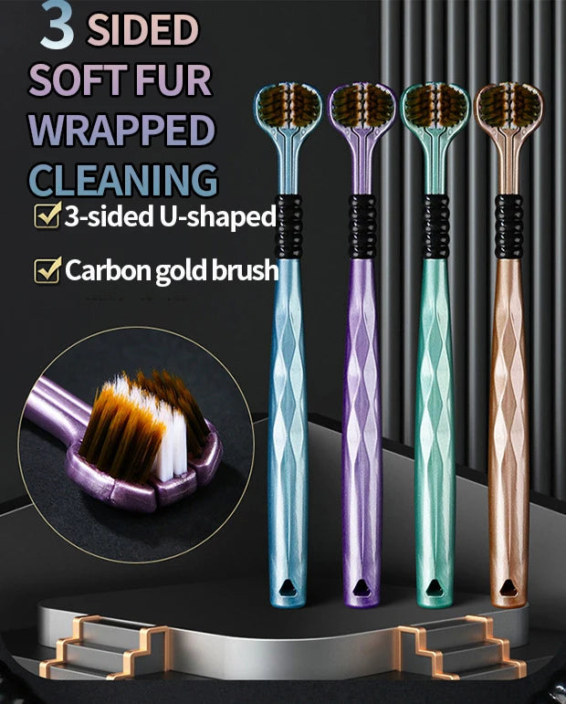 Three-Sided Soft Bristle Toothbrush (1PC / 2PCS / 4PCS) – Advanced Adult Oral Care for Gentle Cleaning & Gum Protection