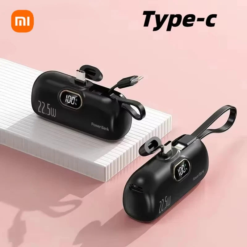 30000mAh Capsule Power Bank Fast Charge Portable Mobile Power Supply Emergency External Battery for Type-C, iPhone, Android