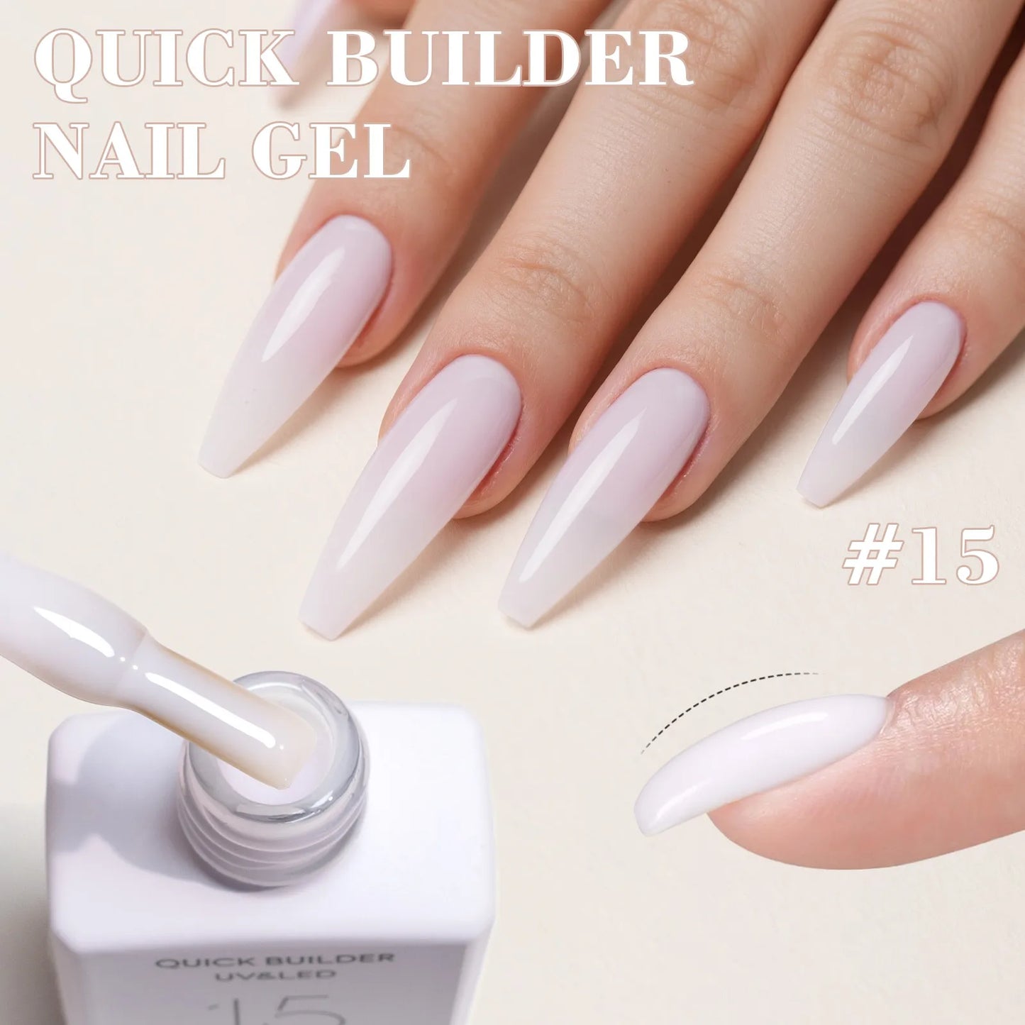 HEMA/TPO-Free Builder Gel – Self-Leveling UV Gel in Bottle, Semi-Permanent Nail Extension & Rubber Base Gel