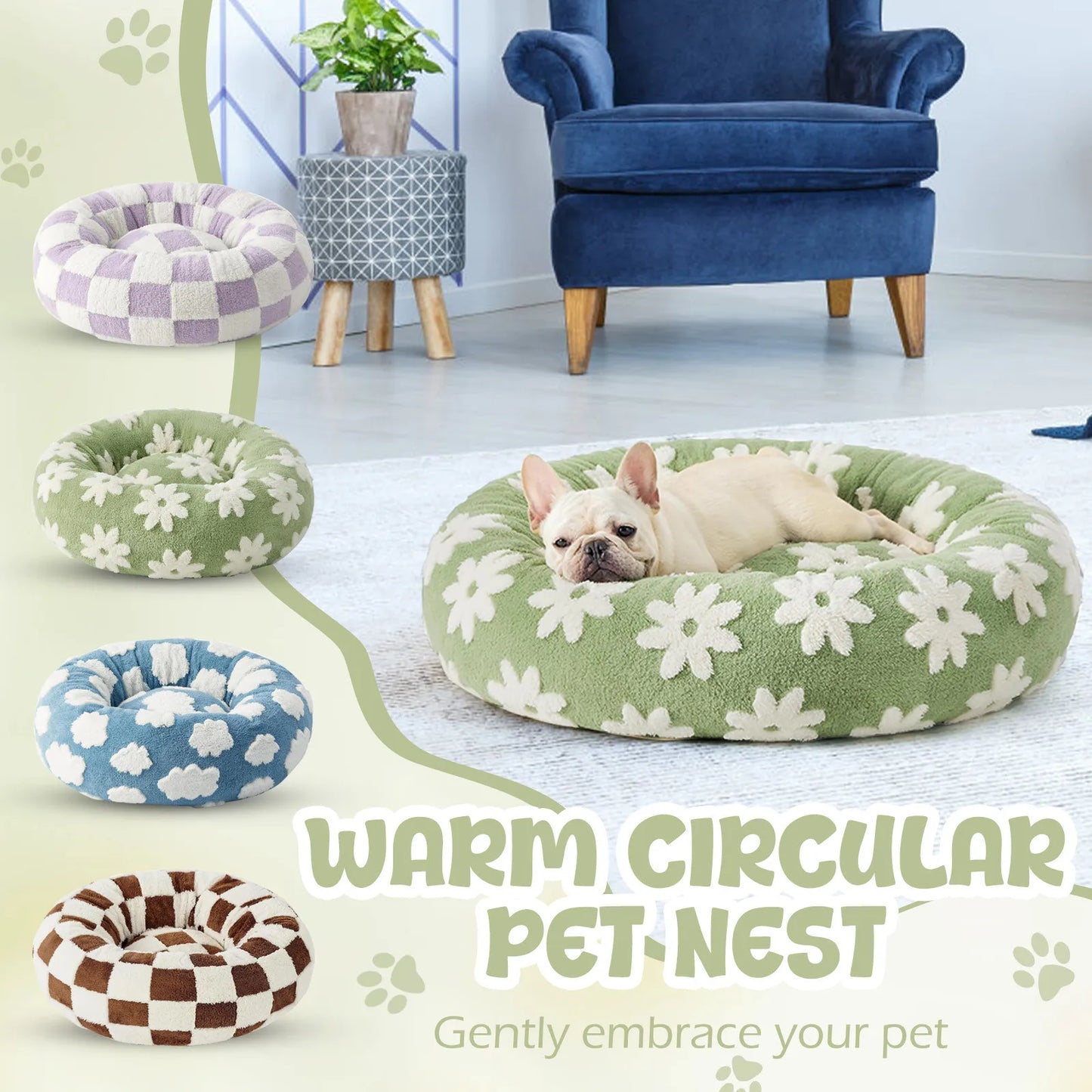 Washable Orthopedic Dog Bed for Small Dogs, Soft Plush Pet Sofa, Cozy Puppy Bed with Non-Slip Bottom