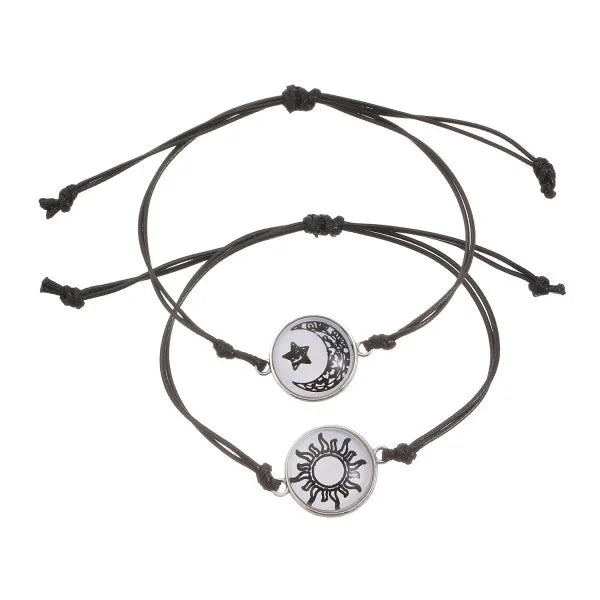 Adjustable Glow-in-the-Dark Rope Bracelet – Butterfly, Sun & Moon Luminous Jewelry for Couples and Friends