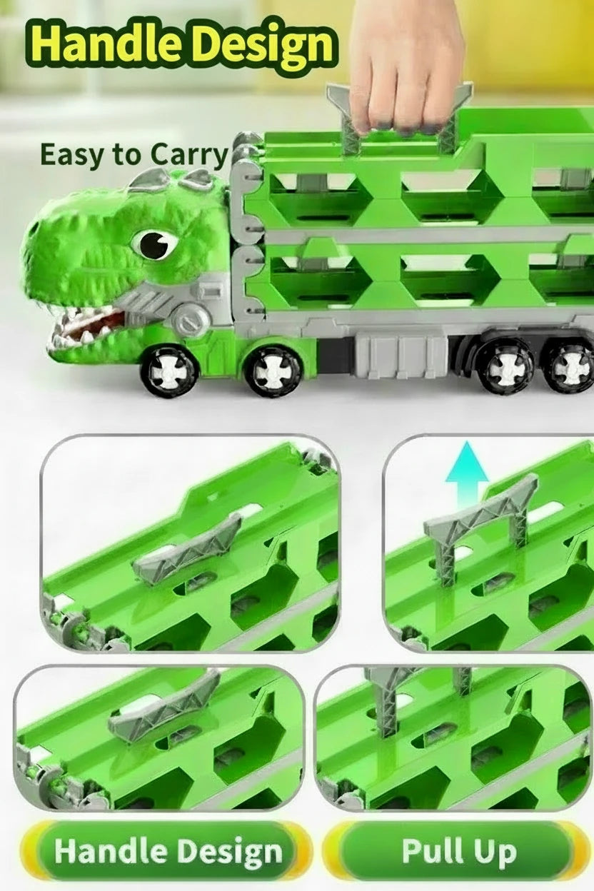 Transforming Dinosaur Toy Truck with Folding Track